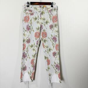 anthro pilcro & the letterpress | stet floral sharkbite hem women's jeans sz 28